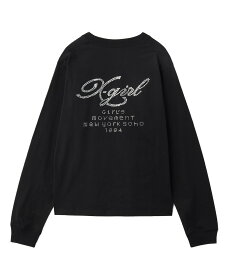 【SALE／20%OFF】X-girl X-girl/(W)RHINESTONE COMBINATION LOGO L/S TEE エックスガール トップス カットソー・Tシャツ ブラック ホワイト【送料無料】