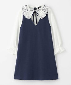 【SALE／40%OFF】UNITED ARROWS green label relaxing ポンチ レースエリ ワンピース / キッズ 100cm-130cm ユナイテッドアローズ アウトレット ワンピース・ドレス ワンピース ネイビー ブラック