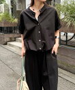 《セットアップ対応》リネン混ハイゲージドロストシャツ
