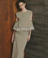 【SALE／70%OFF】ANDRESD 【2点セット】結婚式・二次会 セットアップドレス ピンストライプ ペプラム ア…