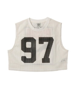 PUMA PUMA PUMA x ROSE RELAXED MESH TOP WARM WHITE �A�g���X �g�b�v�X �m�[�X���[�u�E�^���N�g�b�v �z���C�g�y���������z