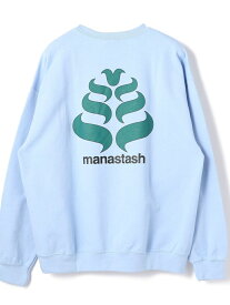 LHP MANASTASH/マナスタッシュ/StackLogo CrewneckSweat/グラフィックプリントクルーネックスウェット エルエイチピー トップス カットソー・Tシャツ ブルー ホワイト ブラック【送料無料】