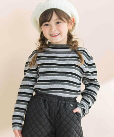 BeBe マルチボーダーリブハイネックニット(90~150cm) ベベ オンライン ストア トップス ニット ブラック イエロー【送料無料】