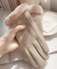 【SALE／30%OFF】miniministore 防寒手袋 レディース裏ボア 手ぶくろ秋冬 ミニミニストア ファッション雑貨 手袋 ベージュ ブラック ピンク グレー
