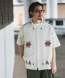 B:MING by BEAMS PENDLETON / エンブロイダリー オープンカラーシャツ ビーミング ライフストア バイ ビームス トップス シャツ・ブラウス ホワイト グレー【送料無料】