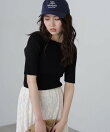 <洗える>マシンウォッシャブル前後2WAY5分袖ニット