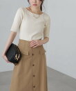 <洗える>マシンウォッシャブル前後2WAY5分袖ニット