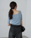 <洗える>マシンウォッシャブル前後2WAY5分袖ニット