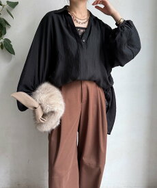 DouDou 【WEB限定】サイドドロストシャツ ドゥドゥ トップス シャツ・ブラウス カーキグリーン ブラック【送料無料】