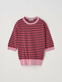 【SALE／20%OFF】JOHN SMEDLEY コットンスカラップボーダー半袖ニットプルオーバー ｜ S4836 ｜ 30G ジョンスメドレー トップス ニット【送料無料】