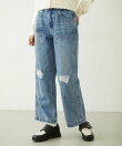 DOUBLE KNEE DISTRESSED DENIM PANTS