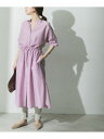 【SALE/15%OFF】URBAN RESEARCH コットンシルク長袖シャツワンピース アーバンリサーチ ワンピース ワンピースその他 パープル ホワイト ...