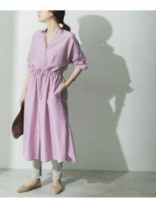 【SALE/40%OFF】URBAN RESEARCH コットンシルク長袖シャツワンピース アーバンリサーチ ワンピース ワンピースその他 パープル ホワイト カーキ ネイビー【送料無料】