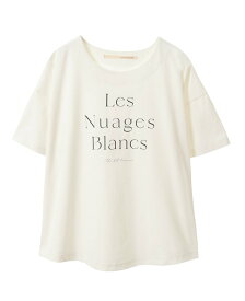 MELROSE CLAIRE 【Les Nuages Blancs ロゴプリントTシャツ】 メルローズクレール トップス カットソー・Tシャツ ホワイト ネイビー【送料無料】