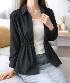 【SALE／58%OFF】Dewlily 【Dewlily】ペプラムギャザーブラウス アミュレット トップス シャツ・ブラウス ブラウン ブラック ホワイト