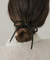SMELLY フェイクレザーリボンポニー スメリー ヘアアクセサリー ヘアゴム ブラック