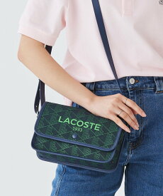 【SALE／40%OFF】LACOSTE ヘリテージキャンバス ジャガードモノグラムフラップショルダーバッグ ラコステ バッグ ショルダーバッグ グリーン【送料無料】