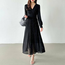 【SALE／25%OFF】COCOMOMO パーティードレス カシュクールワンピース 長袖ノースリーブ選べるタイプ ココモモ ワンピース・ドレス ドレス ブルー ブラック ベージュ ピンク ネイビー グレー ブラウン【送料無料】