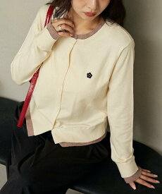 MARY QUANT ワンポイント刺繍 レイヤード風 ニットカーデ 限定展開 25AW フリークスストア トップス カーディガン ネイビー ブラック グレー ホワイト【送料無料】