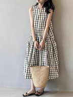 Doux Belle チェック柄ノースリーブワンピース レディース ワンピース ドゥー・ベル ワンピース・ドレス …