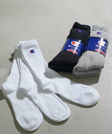 【SALE／10%OFF】Champion Champion/(M)フルレングスソックス3P(メンズ) ハンドサイン 靴下・レッグウェア 靴下 グレー ブラック ホワイト