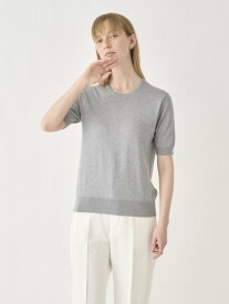 JOHN SMEDLEY Round neck Short sleeved Sweater ｜ NELL ｜ 30G MODERN FIT ジョンスメドレー トップス ニット シルバー【送料無料】