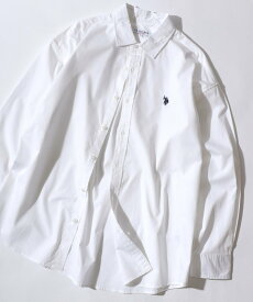 【SALE／26%OFF】U.S. POLO ASSN. U.S.POLOASSN. ユーエス ポロ アッスン オーバーサイズ ワンポイント 刺繍 ブロード デニム 無地 チェック ストライプ レギュラーカラー シャツ 長袖 シャツ レディース メンズ シトリー トップス シャツ・ブラウス ブルー ホワ【送料無料】