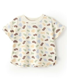 【SALE／44%OFF】petit main 【GOODPRICE冷感】総柄半袖Tシャツ ナルミヤオンライン トップス カットソー・Tシャツ ホワイト グレー ベージュ オレンジ