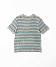 【SALE／50%OFF】Mademoiselle NON NON 綿麻撚杢ボーダー クルーネック半袖Tシャツ マドモアゼルノンノン トップス カットソー・Tシャツ ブルー イエロー ブラウン【送料無料】