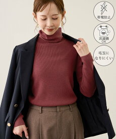 【SALE／20%OFF】ROPE' PICNIC アンチピリングリブタートルニットプルオーバー/イージーケア ロペピクニック トップス ニット ワインレッド ブラック ベージュ【送料無料】