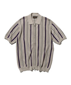 【SALE／40%OFF】BEAMS PLUS BEAMS PLUS｜ストライプ ジップ ニット ポロシャツ 25SS ビームス メン トップス ポロシャツ ブラウン ブラック グレー イエロー【送料無料】