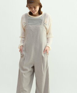 CONVERSE TOKYO WOMEN LINEN LIKE ALL-IN-ONE �R���o�[�X�g�E�L���E �I�[���C�������E�I�[�o�[�I�[�� �I�[���C�������E�Ȃ� �u���b�N �x�[�W�� �O���[���y���������z
