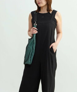 CONVERSE TOKYO WOMEN LINEN LIKE ALL-IN-ONE �R���o�[�X�g�E�L���E �I�[���C�������E�I�[�o�[�I�[�� �I�[���C�������E�Ȃ� �u���b�N �x�[�W�� �O���[���y���������z