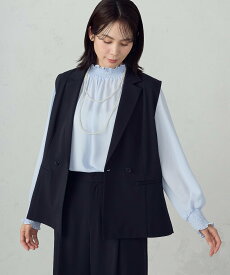 【SALE／10%OFF】COMME CA ISM 【宮城舞さん着用】【セットアップ対応】ポリエステルツイル テーラードジレ コムサイズム トップス ベスト・ジレ グレー ネイビー【送料無料】