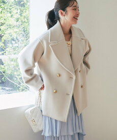 La boutique BonBon 【軽くて毎日着たい!】ロイヤルビーバーメタル釦Pコート ラブティックボンボン ジャケット・アウター その他のジャケット・アウター ホワイト ネイビー【送料無料】