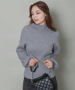 バルーンスリーブボトルネックリブニット