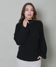 バルーンスリーブボトルネックリブニット