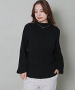 バルーンスリーブボトルネックリブニット