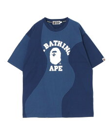 A BATHING APE CUTTING COLLEGE RELAXED FIT TEE ア ベイシング エイプ トップス カットソー・Tシャツ ネイビー パープル レッド【送料無料】