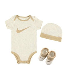 NIKE ベビー(6-12M) セット商品 NIKE(ナイキ) SWOOSH HAT/BODYSUIT/BOOTIE 3 ルーキーユーエスエー マタニティウェア・ベビー用品 ロンパース・カバーオール ベージュ グレー ネイビー ピンク ホワイト