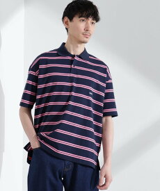 【SALE／50%OFF】NANO universe 「NJ/CLUB」 オーバーサイズボーダーポロシャツ ナノユニバース トップス カットソー・Tシャツ ネイビー ブラック