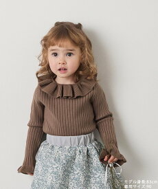 riziere フリルカラーニットプルオーバー リジェール トップス ニット ブラック ホワイト