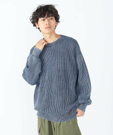 【SALE／50%OFF】BEAMS HEART MEN コットン フェード 片畦 クルーネック ニット ビームス アウトレット トップス ニット ブラック ネイビー