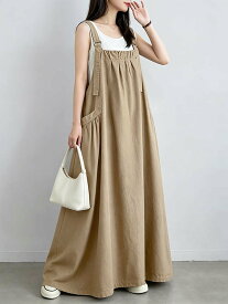 Doux Belle ジャンパースカート ジャンパーワンピース デニムワンピース ドゥー・ベル ワンピース・ドレス チュニック ベージュ ブラック グリーン ブルー カーキグリーン【送料無料】