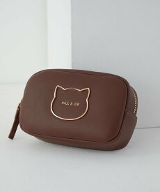 PAUL & JOE スクエアポーチ PJA-P1275 ビッグキャットメタル エルゲイス 財布・ポーチ・ケース ポーチ パープル ブラック ブラウン【送料無料】