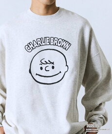 【SALE／10%OFF】FREAK'S STORE PEANUTS/ピーナッツ 別注 バックプリント クルーネックスウェット / Charlie Face 【限定展開】 25AW フリークスストア トップス スウェット・トレーナー グレー ネイビー ブラック【送料無料】
