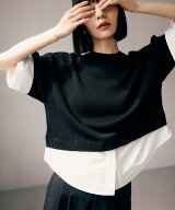 ADAM ET ROPE' FEMME 【WEB限定】シャツコンビニットプルオーバー アダムエロペ トップス ニット ブラッ…