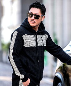 CavariA CavariA ビッグワッフル切替長袖パーカー シルバーバレット トップス パーカー・フーディー ホワイト ブラック【送料無料】