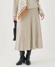 【SETUP可/ウール混】ダブルジャガード ニットプリーツスカート