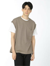 【SALE／25%OFF】m.f.editorial クルーネックベスト&半袖Tシャツ アンサンブル タカキュー トップス アンサンブル ベージュ ブラック グリーン